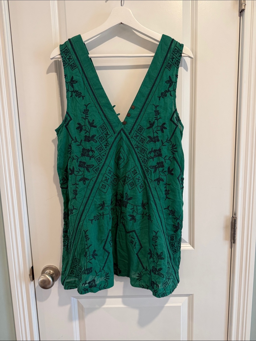 Intimately Free People Green Embroidered V-Neck Tunic